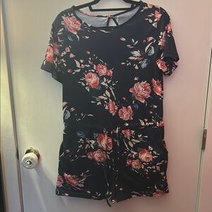 Floral Romper with Pink Roses